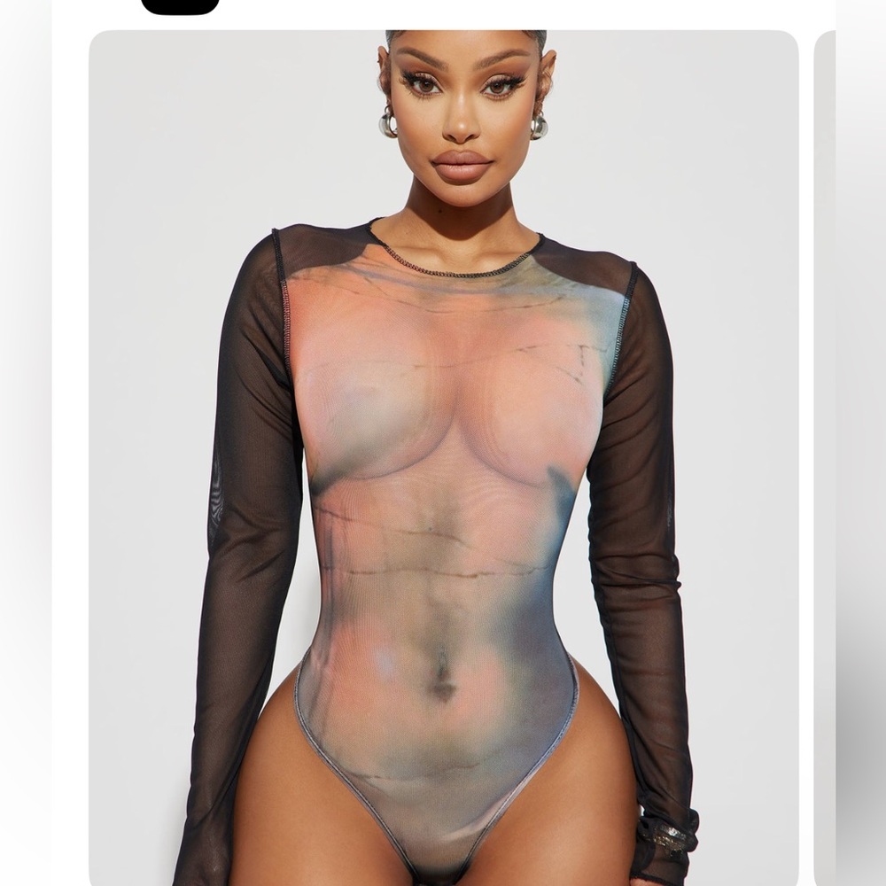 Mesh long sleeve bodysuit